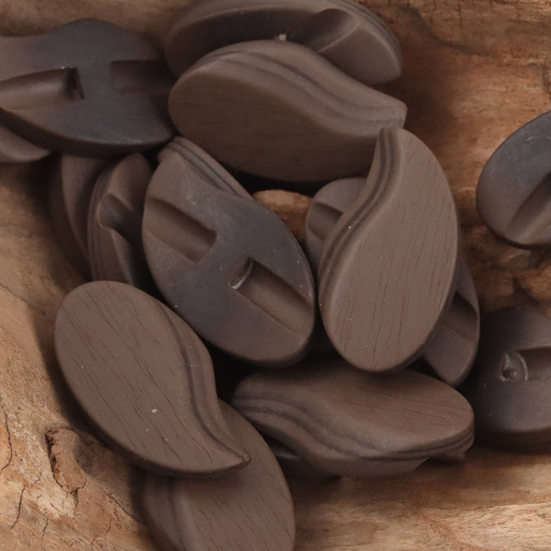 Comma-Shaped Matte Colored Resin Shank Buttons 10pcs Coffee