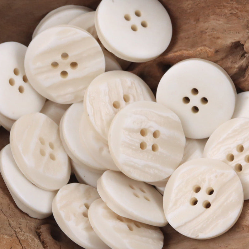 Beveled Wood Grain Resin Buttons for Casual Sweater Cardigans 40pcs White