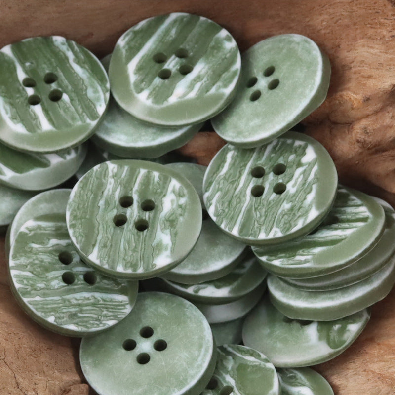 Beveled Wood Grain Resin Buttons for Casual Sweater Cardigans 40pcs Green