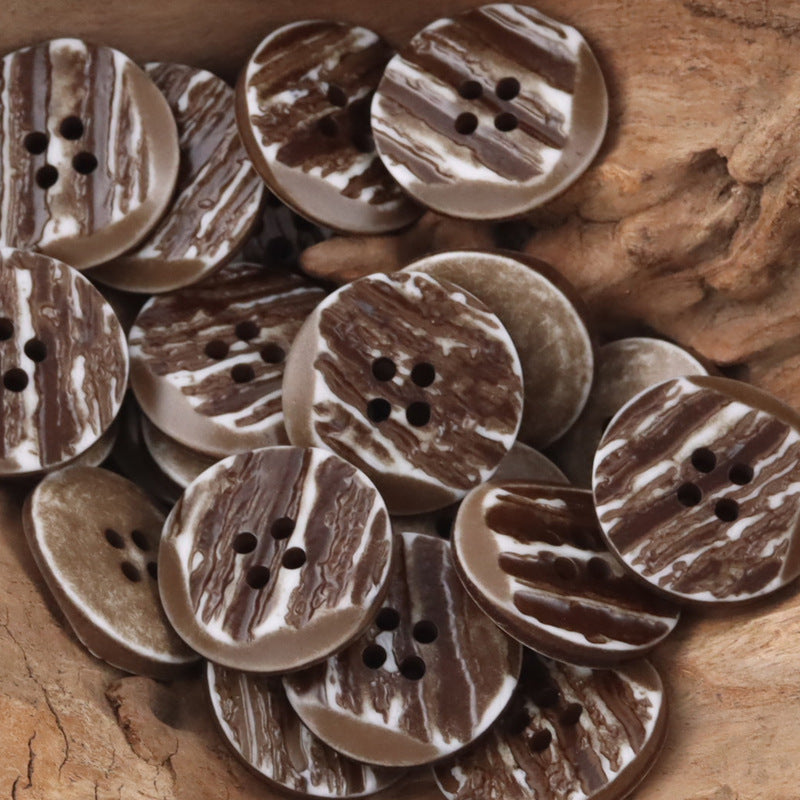 Beveled Wood Grain Resin Buttons for Casual Sweater Cardigans 40pcs Coffee