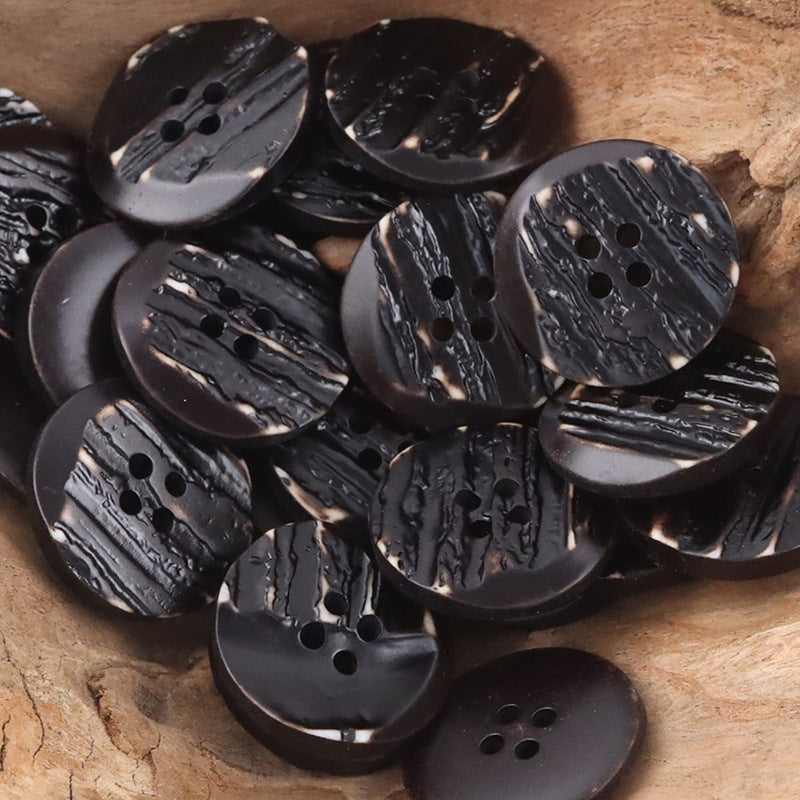 Beveled Wood Grain Resin Buttons for Casual Sweater Cardigans 40pcs Black