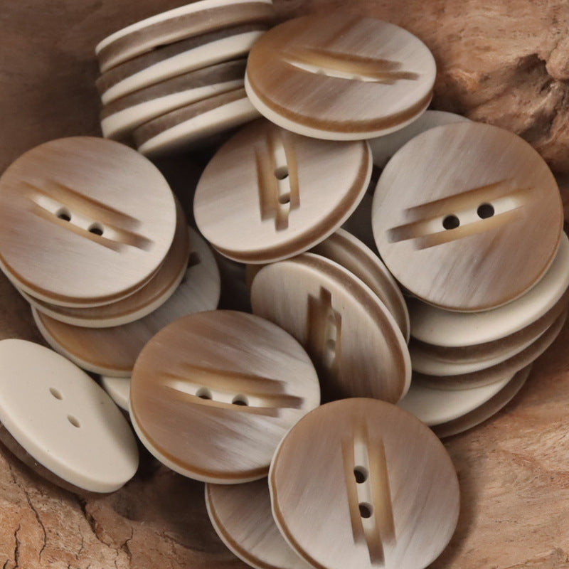 Creative Wood Grain 2-Hole Resin Buttons for Outerwear 20pcs Coffee