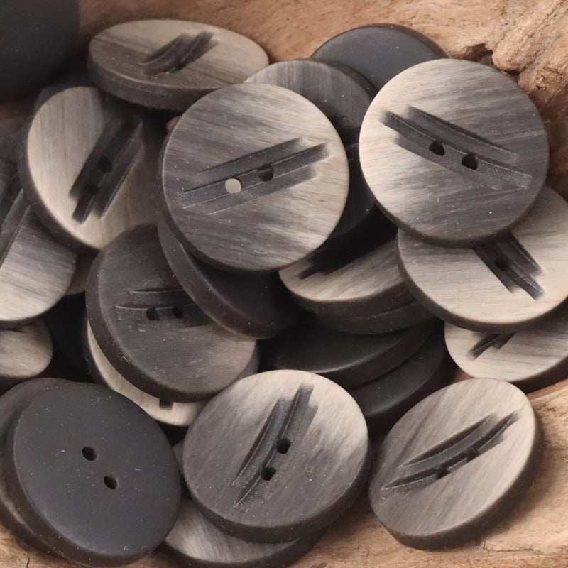 Creative Wood Grain 2-Hole Resin Buttons for Outerwear 20pcs Brown