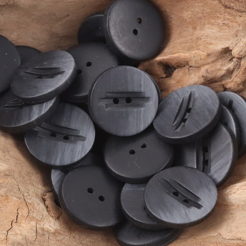 Creative Wood Grain 2-Hole Resin Buttons for Outerwear 20pcs Black