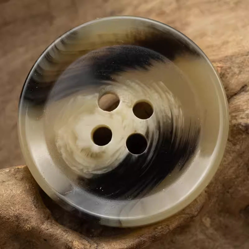 Round 4 Hole Brush Pattern Resin Buttons 20pcs Khaki