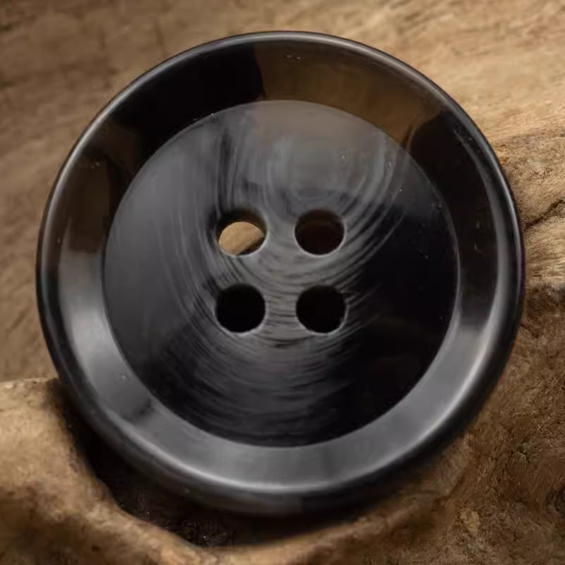 Round 4 Hole Brush Pattern Resin Buttons 20pcs Black