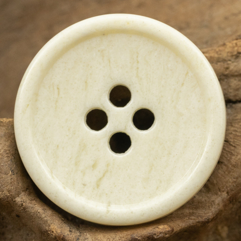 Round 4 Hole Slim Edged Urea Buttons Imitation Fruit Texture 10PCS White