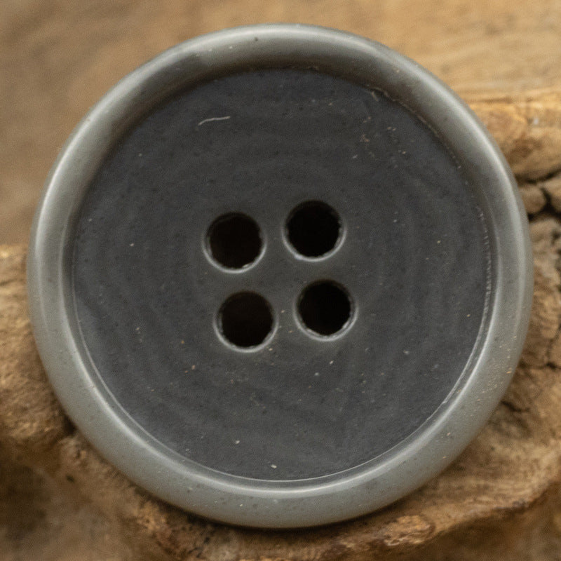 Round 4 Hole Slim Edged Urea Buttons Imitation Fruit Texture 10PCS Dark Gray