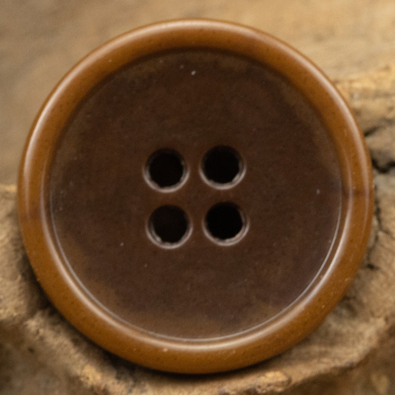 Round 4 Hole Slim Edged Urea Buttons Imitation Fruit Texture 10PCS Coffee