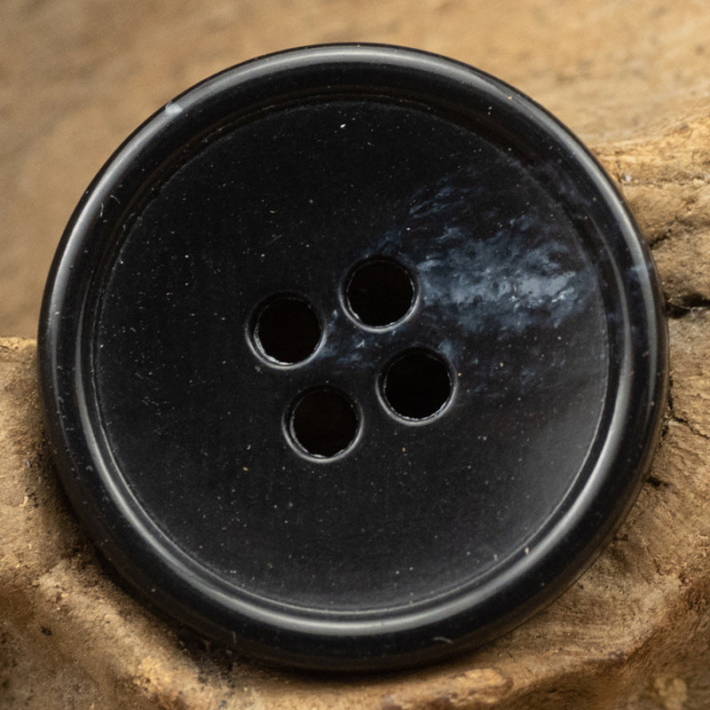 Round 4 Hole Slim Edged Urea Buttons Imitation Fruit Texture 10PCS Dark Blue