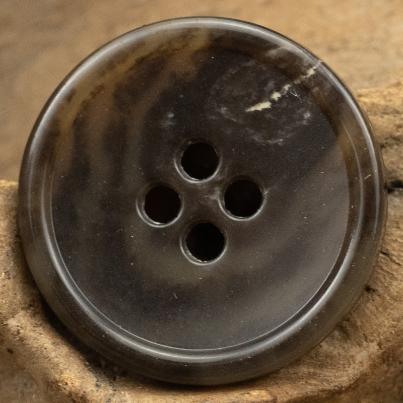 Round 4 Hole Slim Edged Urea Buttons Imitation Fruit Texture 10PCS Brown