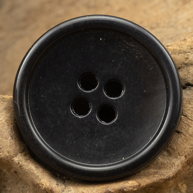Round 4 Hole Slim Edged Urea Buttons Imitation Fruit Texture 10PCS Black
