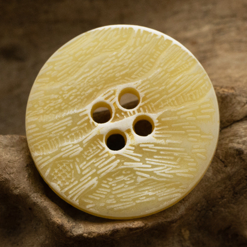 Flat Imitation Bark Distressed Wallpaper Texture Urea Buttons - 20pcs Yellow