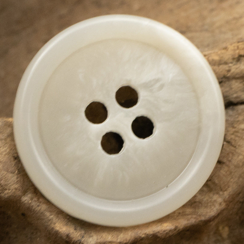 Urea Resin Buttons Imitation Horn Pattern,Round 4 Hole,10PCS White