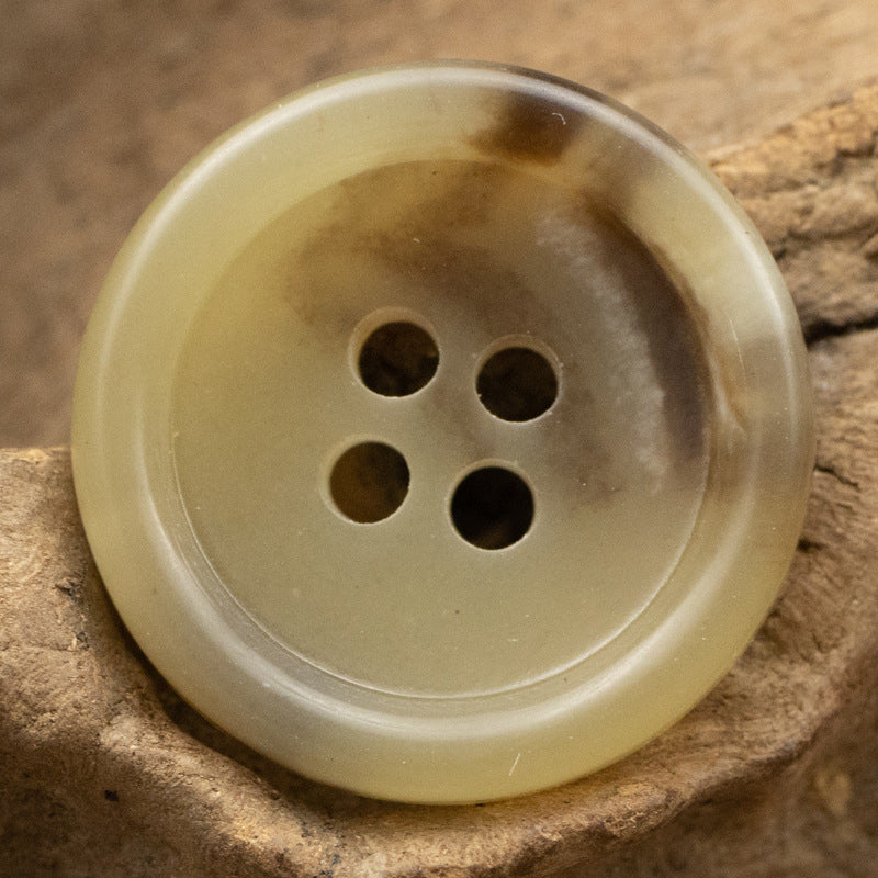 15mm/20mm Khaki Round Four-Hole Eco-Friendly Urea Buttons 18 Pack