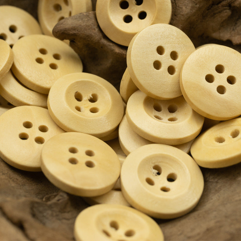 Premium Pear Wood Buttons with Red Lacquer Finish 100pcs Wood