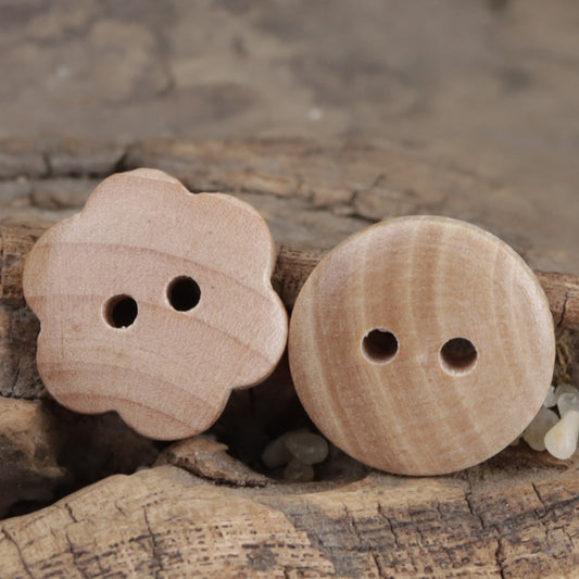 15mm Sunflower Two-Hole Wooden Buttons for Knitted Doll 30pcs