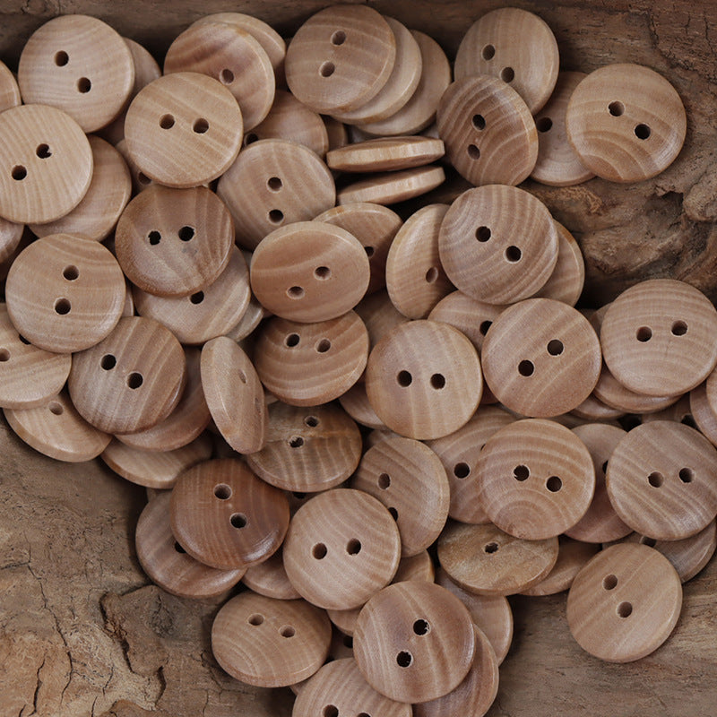 15mm Sunflower Two-Hole Wooden Buttons for Knitted Doll 30pcs Round