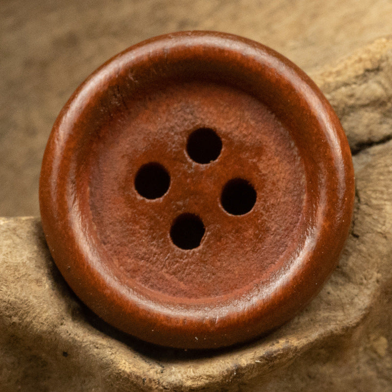 Vintage Round Four-Hole Wooden Buttons 50pcs Red