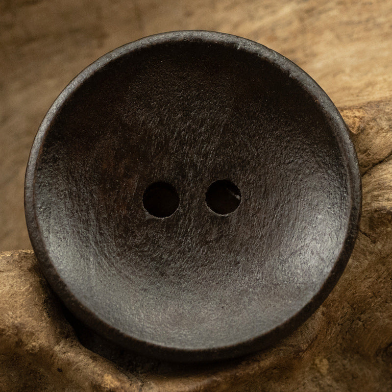 Two-Hole Dotted Wood Buttons Bowl-Shaped 50 Pack Coffee