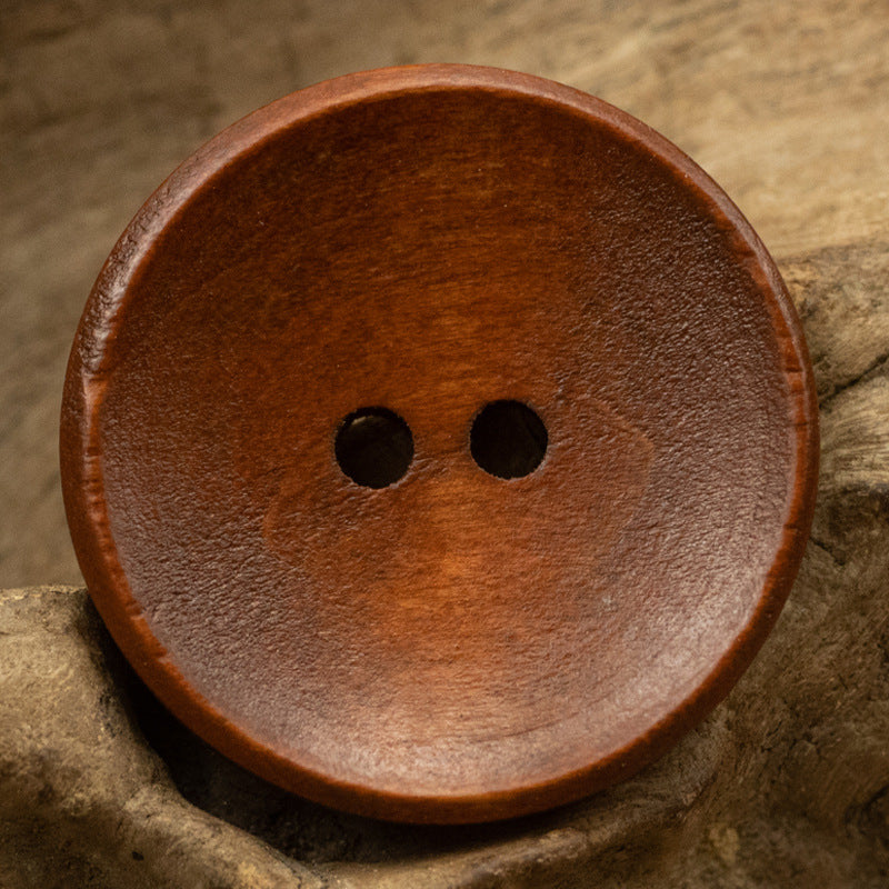 Two-Hole Dotted Wood Buttons Bowl-Shaped 50 Pack Red Lacquer