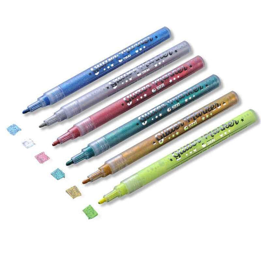 STA 1152 Glitzermarker, 6 Farben, für selbstgemachte Fotoalben, Künstlerzeichnungen