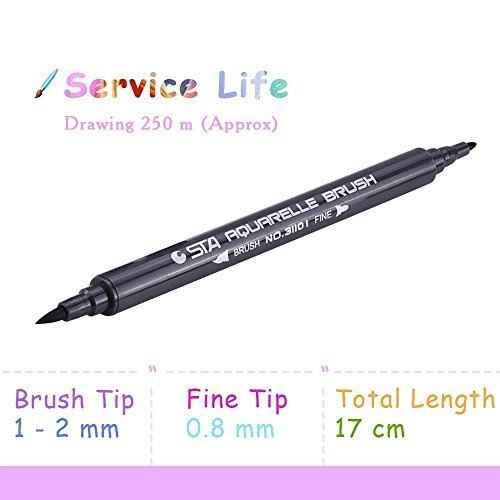 STA 3110 Stylo pinceau aquarelle double extrémité 12 couleurs