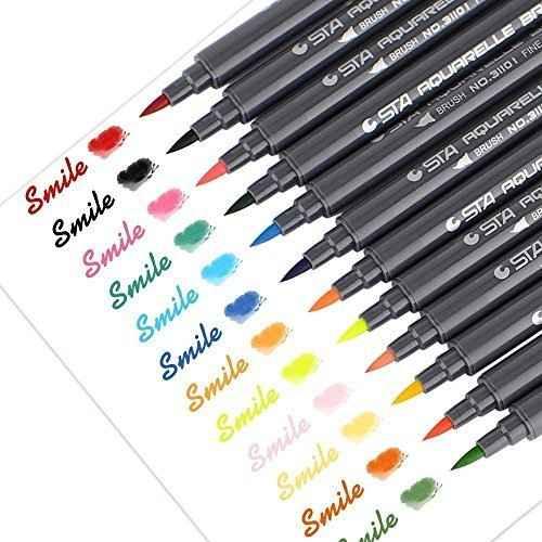 STA 3110 Stylo pinceau aquarelle double extrémité 12 couleurs