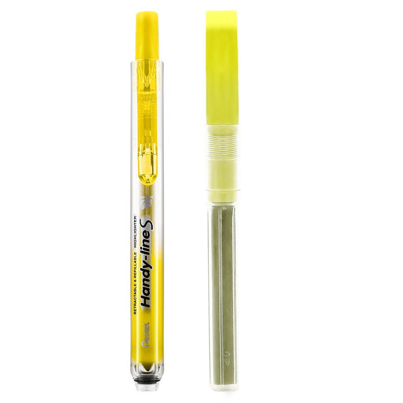 Pentel Handy-line S einziehbarer Textmarker mit Nachfüllung, Keilspitze