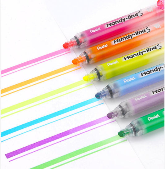 Pentel Handy-line S einziehbarer Textmarker mit Nachfüllung, Keilspitze
