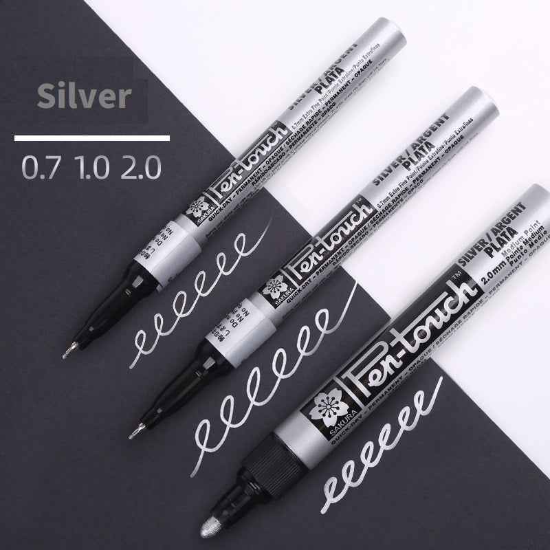 Sakura Pen-Touch Paint Marker Silver 0.7mm/1.0mm/2.0mm 3 Pack