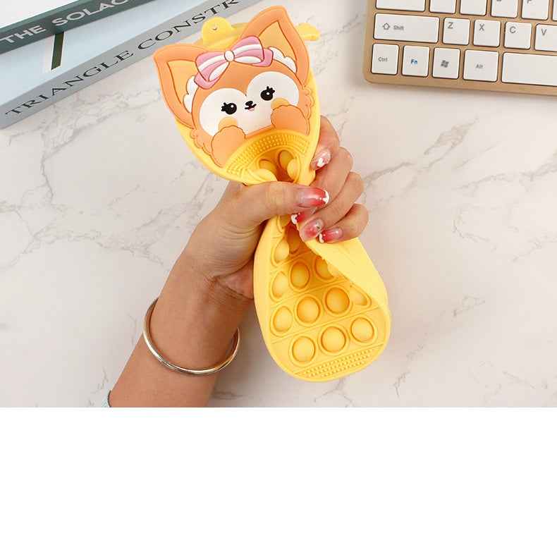 Silicone Cute Fox Pencil Case – Stress Relief Squeeze Toy Pen Bag