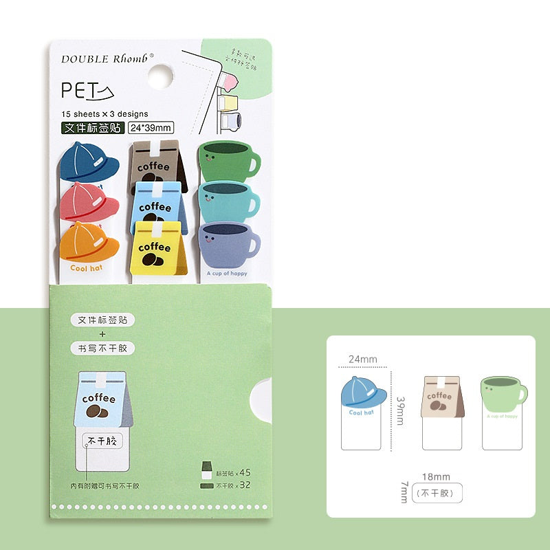Cute Animal Shaped Sticky Notes & Index Tabs Set 6 Pack