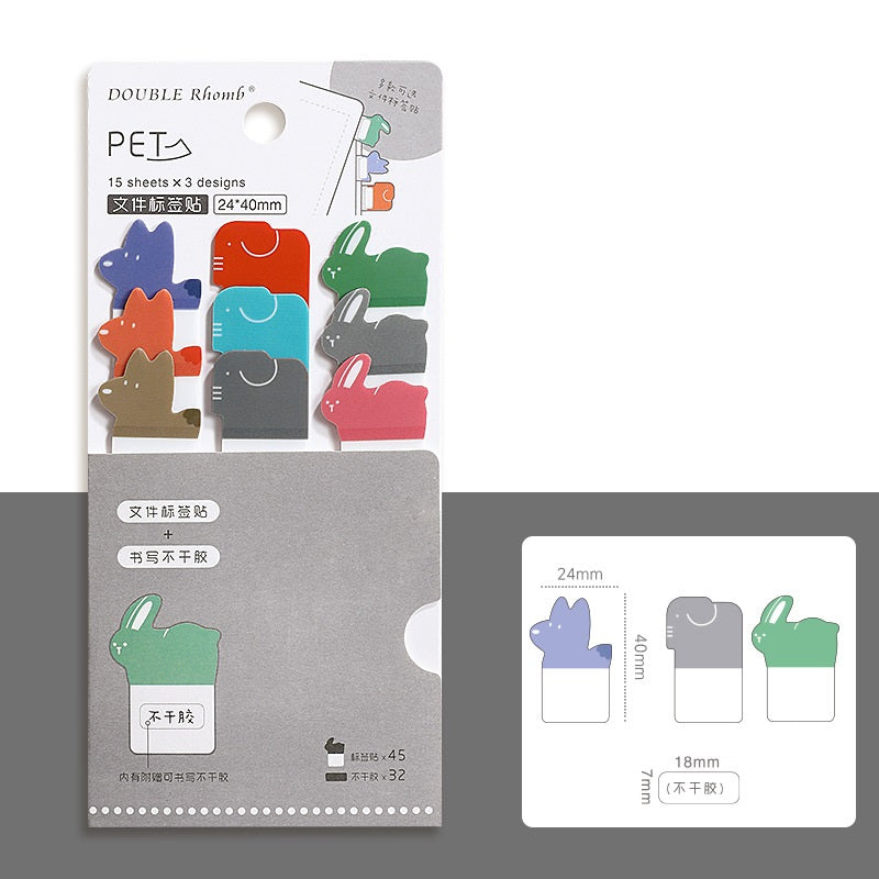 Cute Animal Shaped Sticky Notes & Index Tabs Set 6 Pack