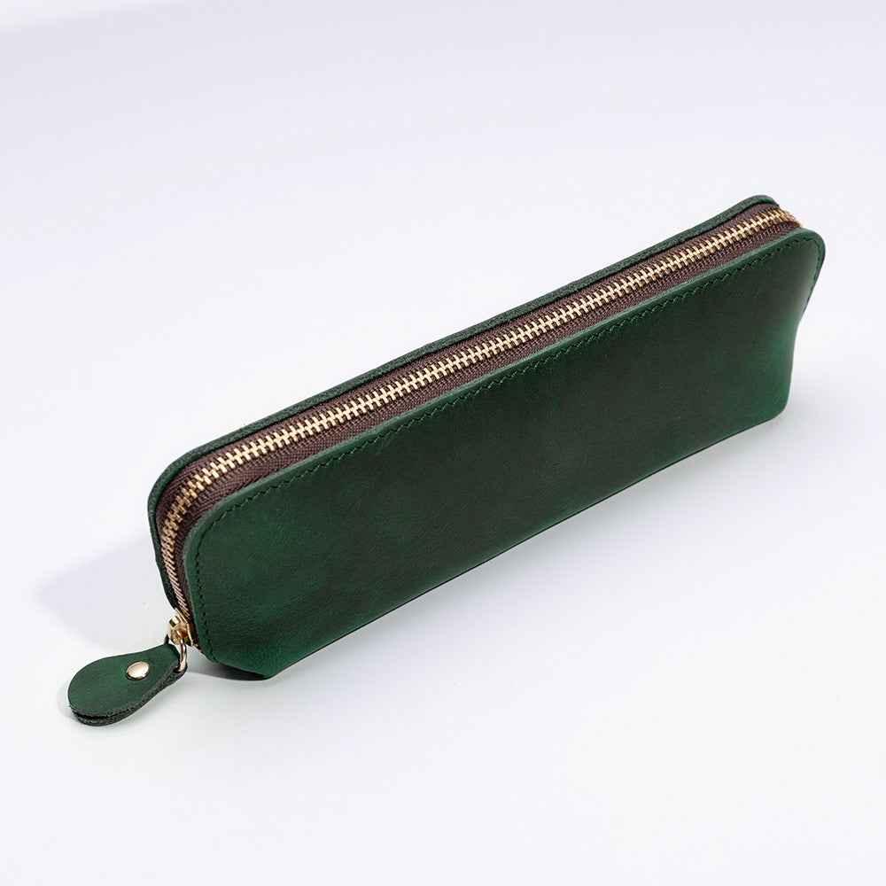 Estuche para lápices de cuero genuino (bolígrafos, cables, papelería y artículos personales)
