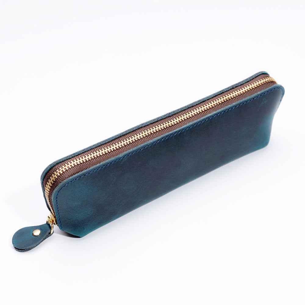 Estuche para lápices de cuero genuino (bolígrafos, cables, papelería y artículos personales)