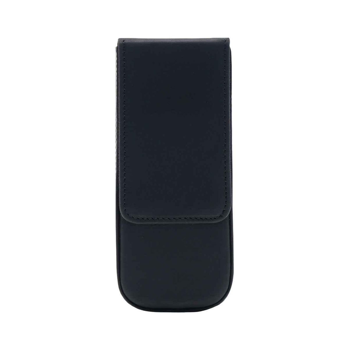 Vintage Leather Pen Case Storage with 3 Slots Black