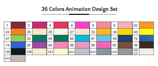 TOUCHNEW Marcadores de bocetos Juego de animación de 36 colores para bocetos de dibujos artísticos para adultos