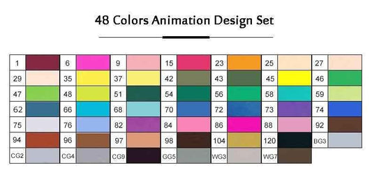 TOUCHNEW Marcadores de bocetos Juego de animación de 48 colores para bocetos de dibujos artísticos para adultos