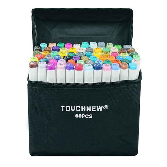 TOUCHNEW Juego de diseño de animación de marcadores de bocetos de 60 colores con bolsa de transporte