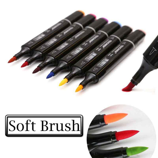 TOUCHNEW Marcadores de pincel Juego de 168 colores completos Puntas dobles A base de alcohol