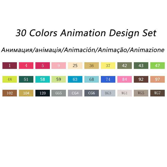 TOUCHNEW T7 Juego de marcadores de artista de 30 colores para dibujar animación Manga