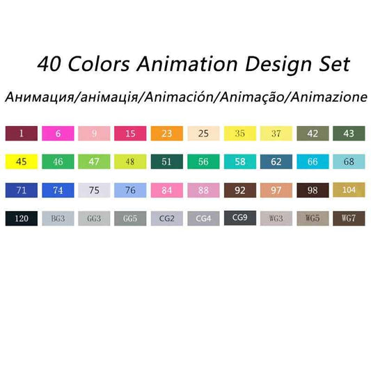 TOUCHNEW T7 Juego de marcadores de artista de 40 colores para dibujar diseño de animación Manga