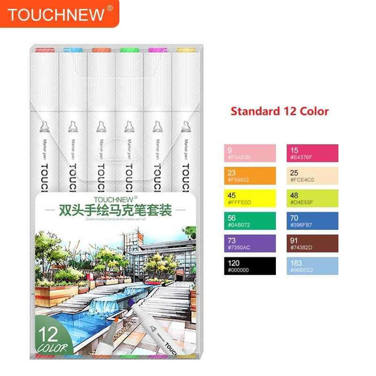 TOUCHNEW T8 12 rotuladores de colores a base de alcohol para dibujo artístico niños estudiantes
