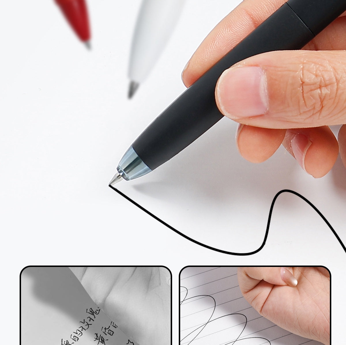 TACOTACO Low Centre of Gravity Gel Pen Set – 4-Pen Collection | Quick-Dry Ink 0.5mm | 3-Colour Pen + Dual-Bead Click + Silent Click + Twist Advance | Student Exam Writing Set