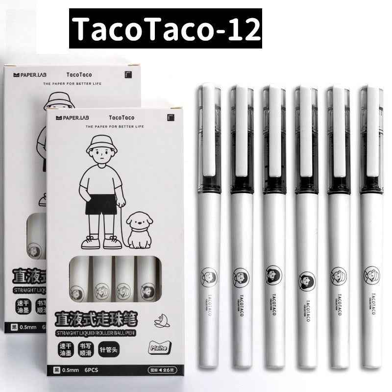 TACOTACO Liquid Ink Rollerball Pen 12 Pack with 10 Refills Black Ink