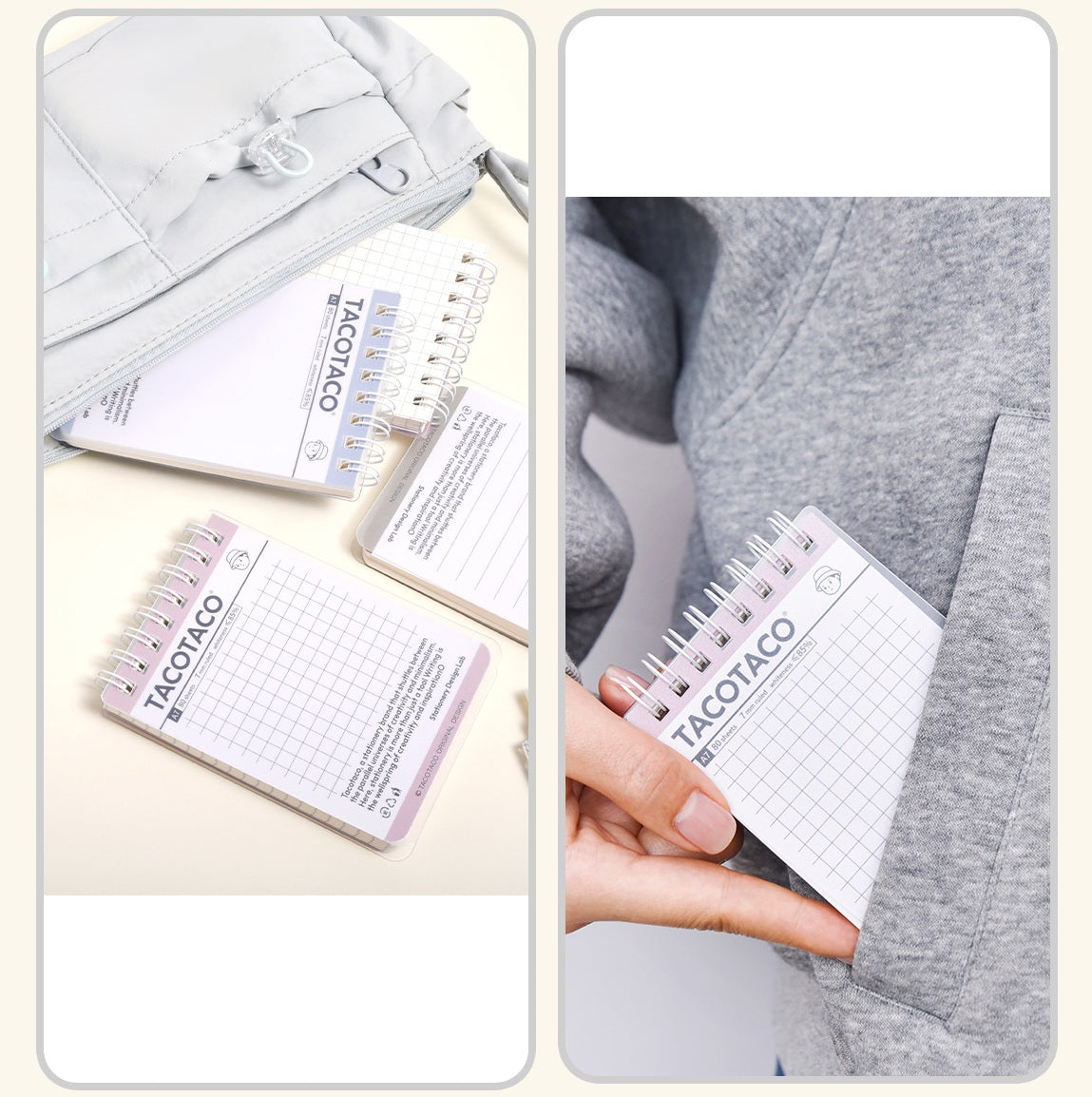 TACOTACO Pocket Spiral Notebook 6-Pack – A7 Mini Notepad | Waterproof Cover | Ruled ×2 + Grid ×2 + Blank ×2 | 74 × 105mm | Pocket Journal & Field Notes