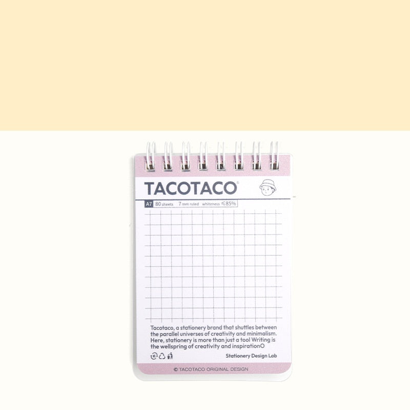 TACOTACO Pocket Spiral Notebook 6-Pack – A7 Mini Notepad | Waterproof Cover | Ruled ×2 + Grid ×2 + Blank ×2 | 74 × 105mm | Pocket Journal & Field Notes