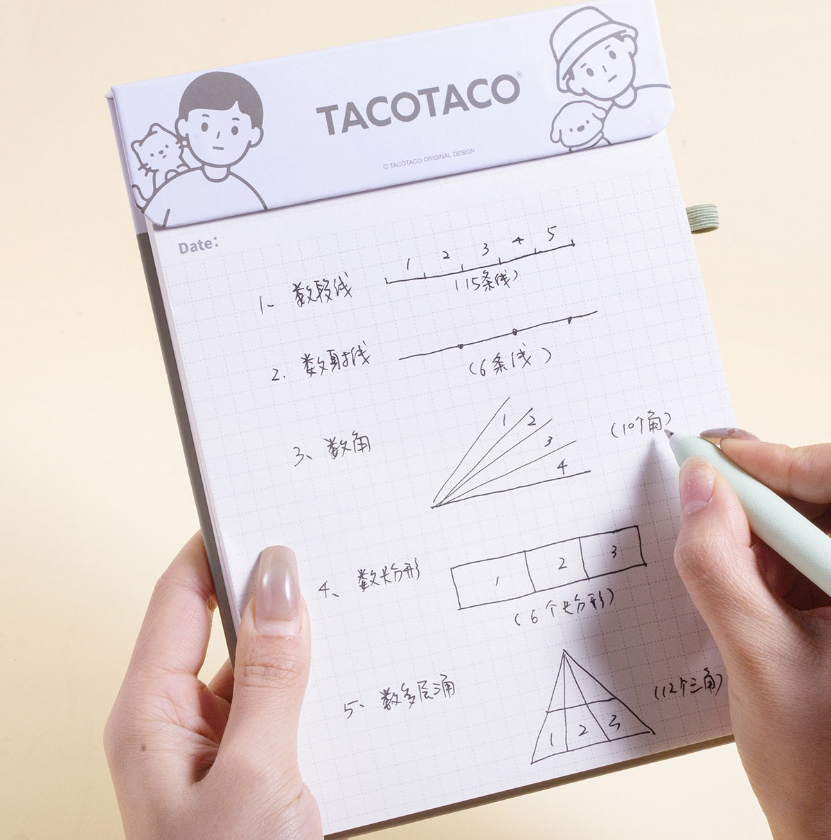 TACOTACO Magnetic Refillable Notebook – 80 Sheets 100gsm | 4 Page Styles: Blank / Dot Grid / Grid / Lined | Perforated Tearout | Pen Elastic Band | 193 × 139mm