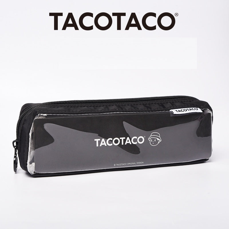 TACOTACO Stain-Resistant Triangular Pencil Case with PVC Window – 215 × 75mm | 80g | Black / Grey / Navy / Brown Black